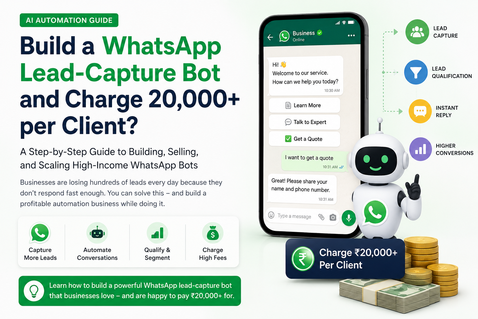 Build a WhatsApp Lead Capture Bot & Earn ₹20,000 Per Client